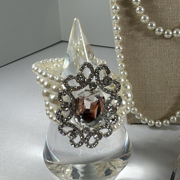 Lot 6 Pieces Faux Pearl Necklaces Stretch Bracelets Twisted Some Vintage - Picture 4 of 16